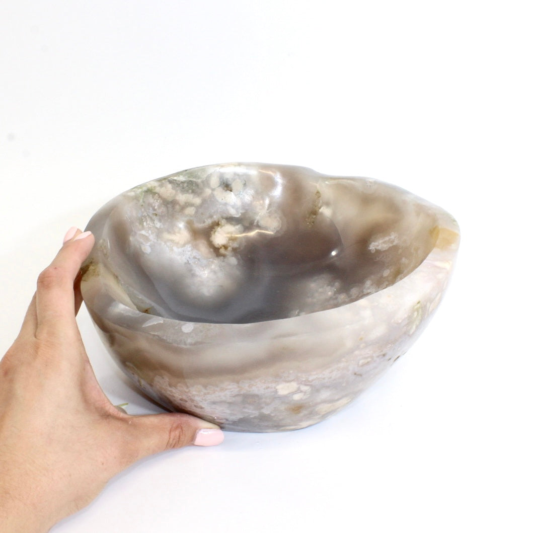 Extra large flower agate crystal polished bowl 5.02kg | ASH&STONE Crystals Shop Auckland NZ