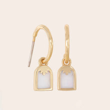 Load image into Gallery viewer, Glasshouse hoop Mother of Pearl earrings gold  | ASH&amp;STONE Crystal Jewellery Shop Auckland NZ
