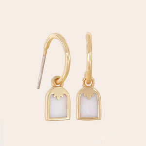 Glasshouse hoop Mother of Pearl earrings gold  | ASH&STONE Crystal Jewellery Shop Auckland NZ