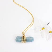Load image into Gallery viewer, NZ-made bespoke aquamarine crystal pendant with 16&quot; chain | ASH&amp;STONE Crystal Jewellery Shop Auckland NZ
