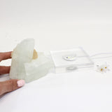 Apophyllite crystal chunk on perspex LED lamp base | ASH&STONE Crystals Shop Auckland NZ
