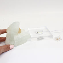 Load image into Gallery viewer, Apophyllite crystal chunk on perspex LED lamp base | ASH&amp;STONE Crystals Shop Auckland NZ
