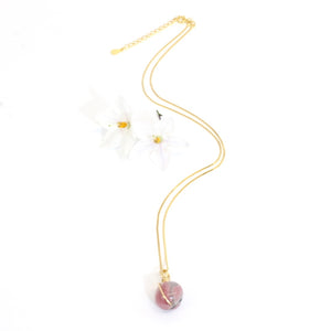 NZ-made bespoke rhodonite crystal pendant with 16" chain | ASH&STONE Crystal Jewellery Shop NZ
