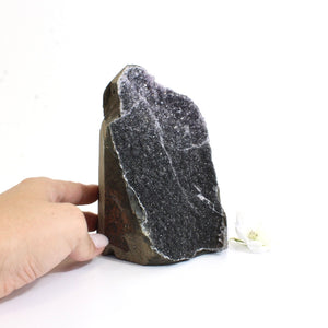 Large black amethyst crystal with purple amethyst inclusions 1.89kg | ASH&STONE Crystals Shop Auckland NZ