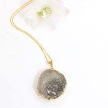 Load image into Gallery viewer, Agate crystal druzy pendant on 18&quot; chain | ASH&amp;STONE Crystal Jewellery Shop Auckland NZ
