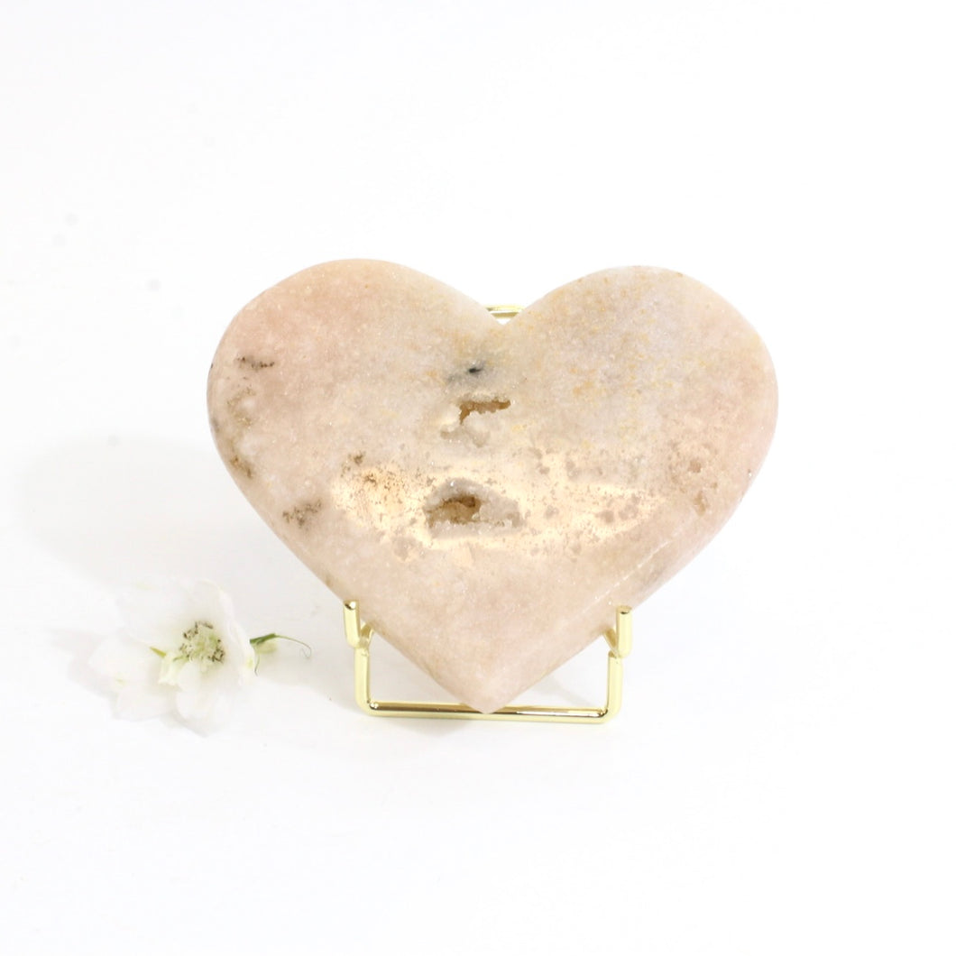 Pink amethyst crystal heart on stand | ASH&STONE Crystals Shop Auckland NZ
