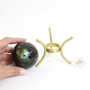 Labradorite crystal sphere with blue flash on stand | ASH&STONE Crystals Shop Auckland NZ