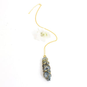 Bespoke NZ-made kyanite crystal pendant with 18" chain | ASH&STONE Crystal Jewellery Shop Auckland NZ