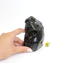 Load image into Gallery viewer, Black obsidian cut base | ASH&amp;STONE Auckland NZ
