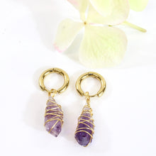 Load image into Gallery viewer, NZ-made bespoke amethyst crystal huggy earrings | ASH&amp;STONE Crystal Jewellery Shop Auckland NZ
