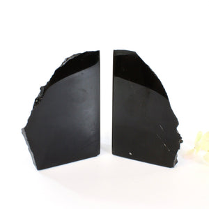 Large black obsidian bookends | ASH&STONE Crystals Shop Auckland NZ