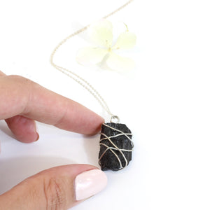 NZ-made bespoke black tourmaline crystal pendant with 18" chain | ASH&STONE Crystal Jewellery Shop Auckland NZ