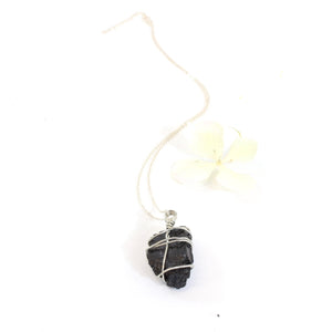 NZ-made bespoke black tourmaline crystal pendant with 18" chain | ASH&STONE Crystal Jewellery Shop Auckland NZ