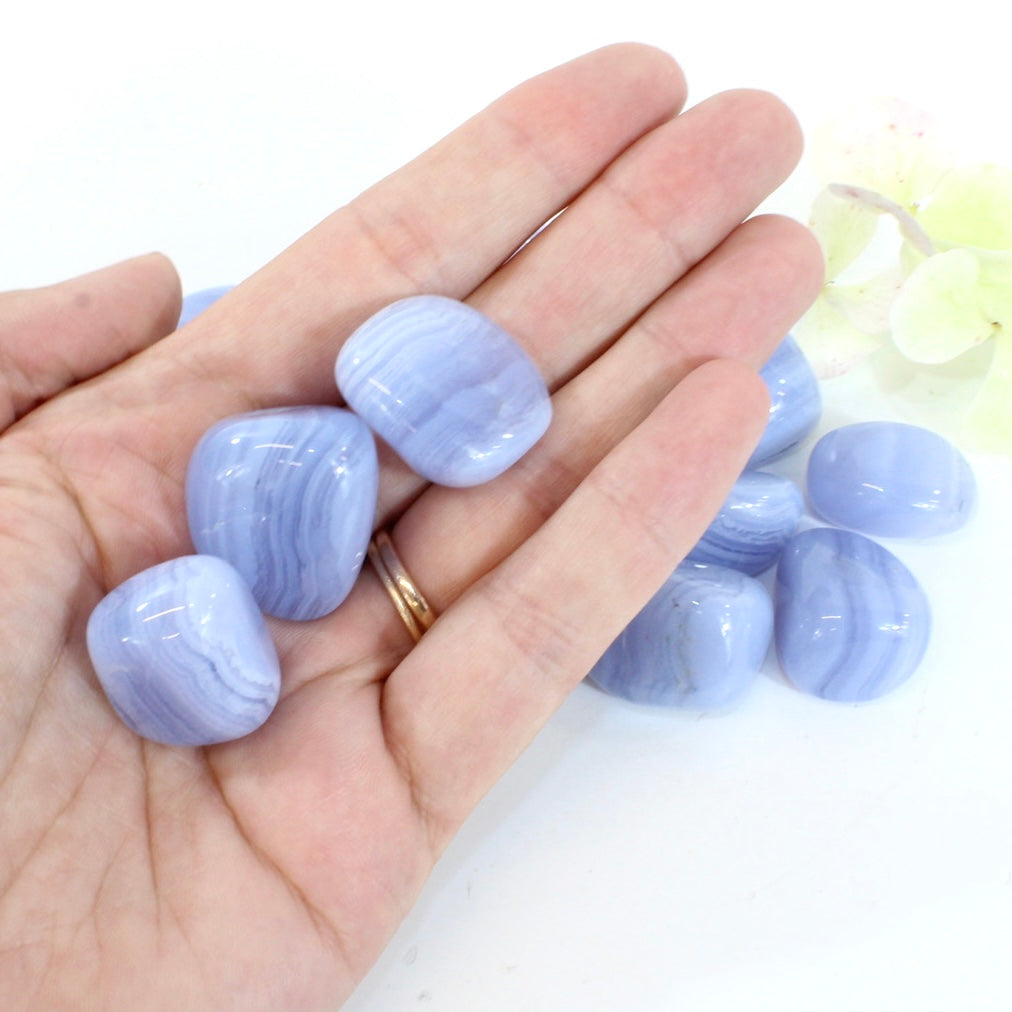 Blue lace agate tumblestone  ASH&STONE Crystals Shop