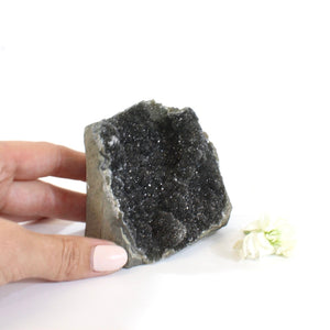 Black amethyst crystal druzy with cut base | ASH&STONE Crystals Shop Auckland NZ