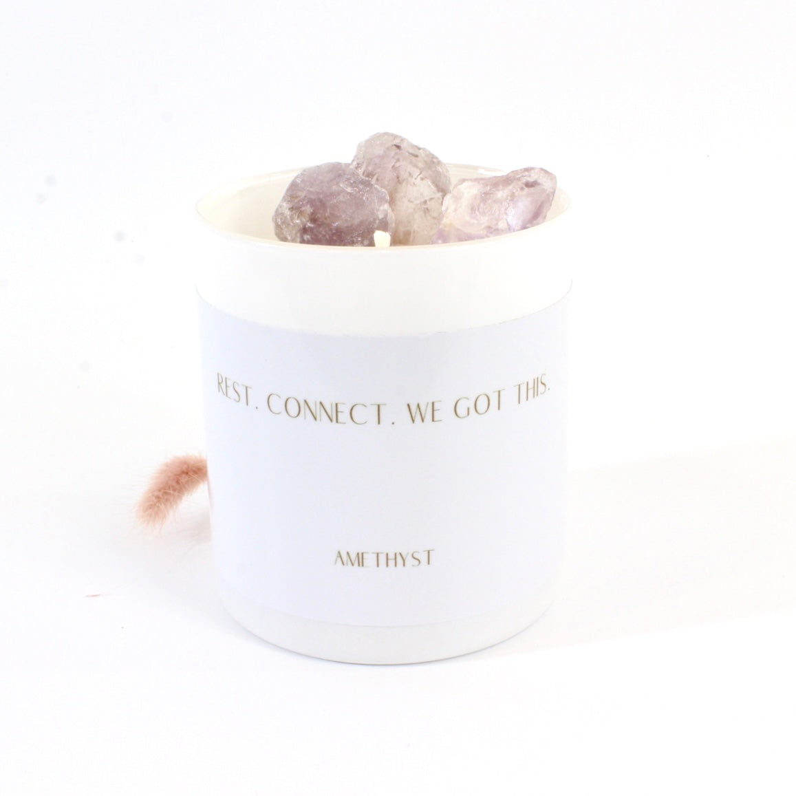Large hand-poured amethyst crystal candle | ASH&STONE Candles NZ
