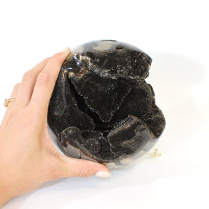 Extra large black septarian crystal sphere 4.76kg | ASH&STONE Crystals Shop Auckland NZ