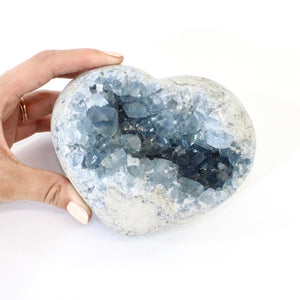 Large celestite crystal heart 1.87kg | ASH&STONE Crystals Shop Auckland NZ
