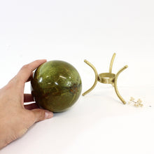 Load image into Gallery viewer, Green opal polished crystal sphere on stand | ASH&amp;STONE Crystal Shop Auckland NZ
