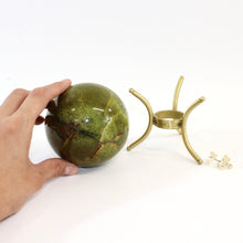 Load image into Gallery viewer, Green opal polished crystal sphere on stand | ASH&amp;STONE Crystal Shop Auckland NZ
