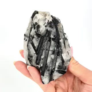 Crystals NZ: Black tourmaline in quartz crystal A grade