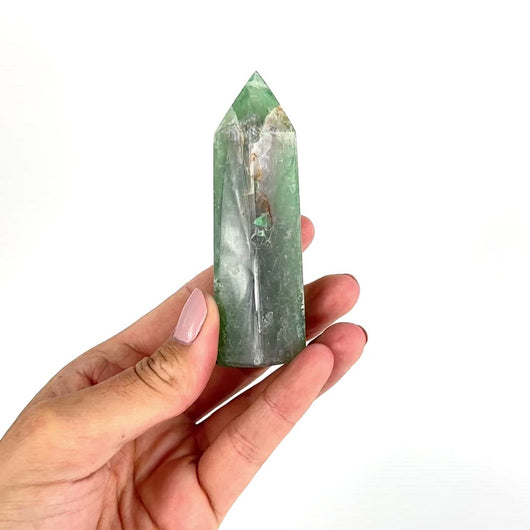 Crystals NZ: Green fluorite polished crystal generator
