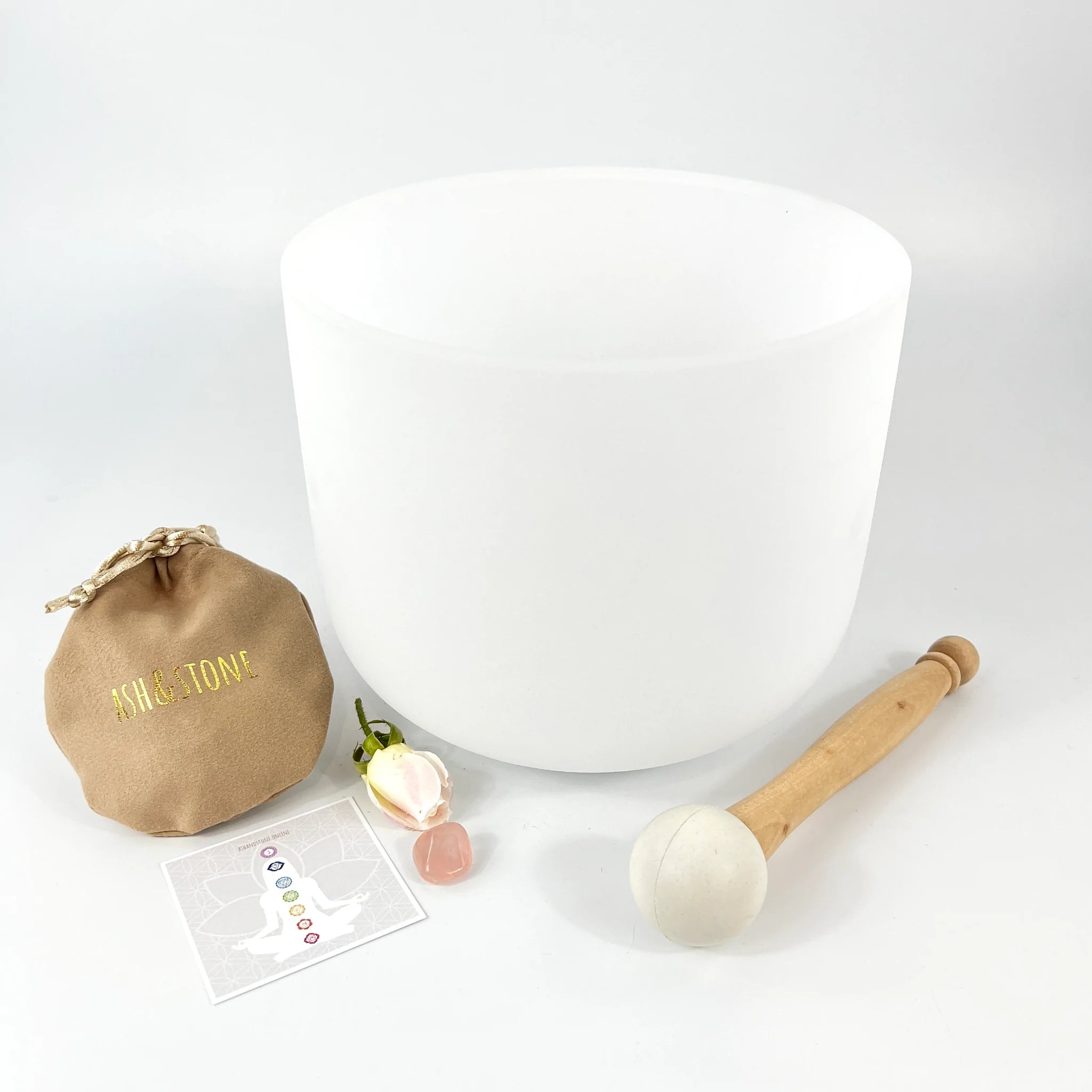 Heart chakra 8" quartz crystal singing bowl | Perfect Pitch | ASH&STONE