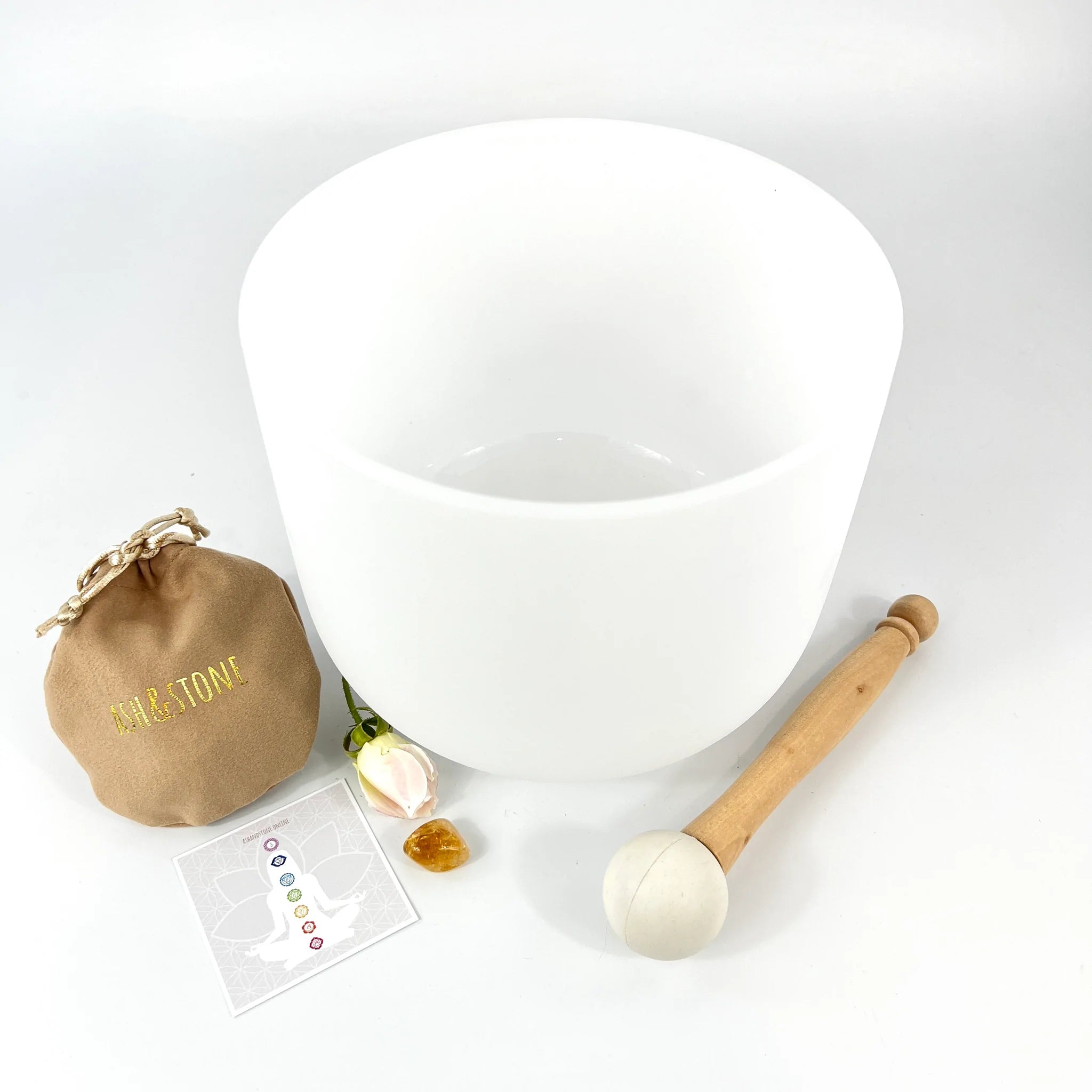 Solar plexus chakra 8" quartz crystal singing bowl | Perfect Pitch | ASH&STONE