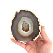 Load and play video in Gallery viewer, Large Crystals NZ: Large agate polished crystal cave with cut base
