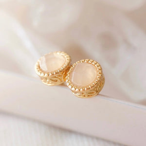Rose quartz crystal filigree stud earrings | ASH&STONE Crystal Jewellery NZ