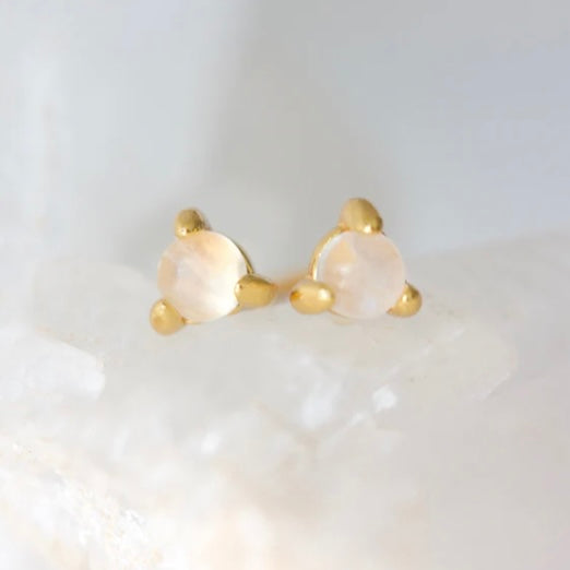 Guardian angel gold opalite stud earrings | ASH&STONE Crystal Jewellery Shop NZ