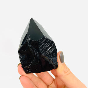 Black obsidian polished point