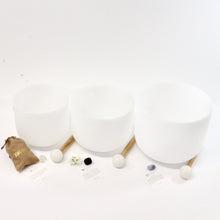 Load image into Gallery viewer, Full set of crystal singing bowls (set of 7) Perfect Pitch | ASH&amp;STONE Crystals NZ
