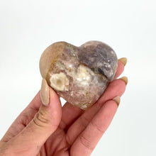 Load and play video in Gallery viewer, Crystals NZ: Flower agate polished crystal heart
