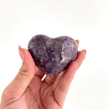 Load and play video in Gallery viewer, Crystals NZ: Lepidolite polished crystal heart
