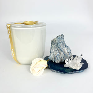 Candles & Crystals NZ: Bespoke French Pear candle & crystals interior gift pack