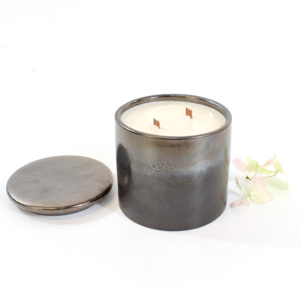 Soy wax artisan candle | dark bronze designer ceramic jar