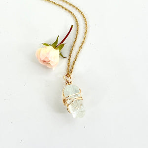 Crystal Jewellery NZ: Bespoke aquamarine crystal necklace 16-inch chain