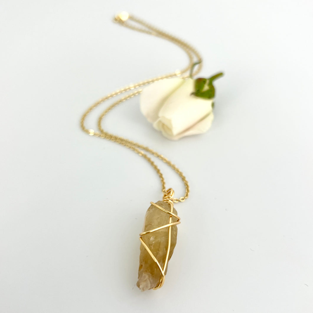 Crystal Jewellery NZ: Natural citrine crystal necklace 18-inch chain