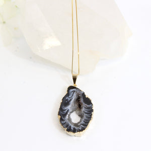 Agate crystal slice pendant on 18" chain | ASH&STONE Crystal Jewellery Auckland NZ