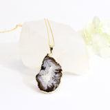 Agate crystal slice pendant on 18" chain | ASH&STONE Crystal Jewellery Shop Auckland NZ
