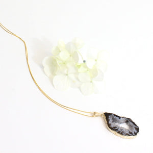 Agate crystal slice pendant on 18" chain | ASH&STONE Crystal Jewellery Shop Auckland NZ