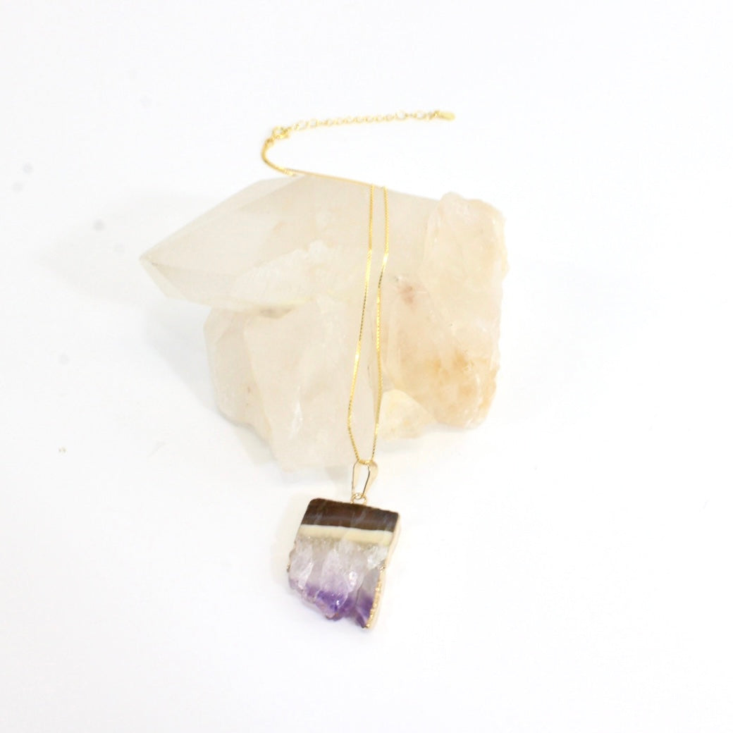 Amethyst crystal pendant with 18