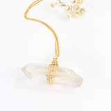 Bespoke NZ-made clear quartz crystal pendant with 20" chain | ASH&STONE Crystals Shop Auckland NZ