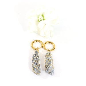 NZ-made bespoke kyanite crystal huggy earrings | ASH&STONE Crystal Jewellery Shop Auckland NZ