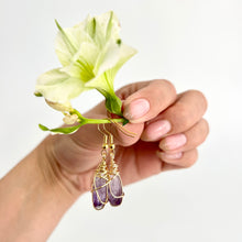 Load image into Gallery viewer, Crystal Jewellery NZ: Bespoke hand-wrapped amethyst crystal earrings
