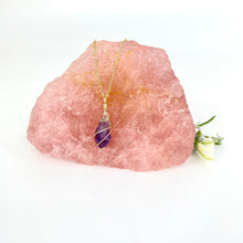 Load image into Gallery viewer, Crystal Jewellery NZ: Bespoke hand-wrapped amethyst crystal necklace 18-inch chain
