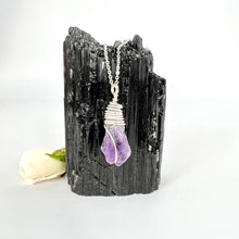 Load image into Gallery viewer, Crystal Jewellery NZ: Bespoke hand-wrapped amethyst crystal necklace 20-inch chain
