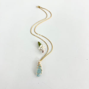 Crystal Jewellery NZ: Bespoke aquamarine crystal necklace 18-inch chain
