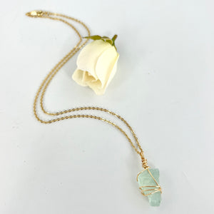 Crystal Jewellery NZ: Bespoke aquamarine crystal necklace 18-inch chain
